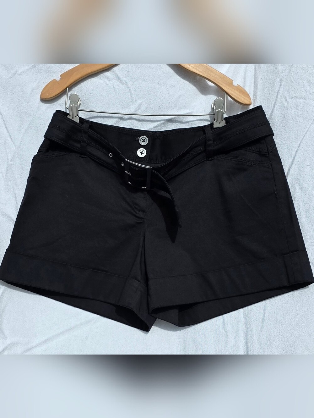 WHBM Size 10 Black Women's Belted Shorts